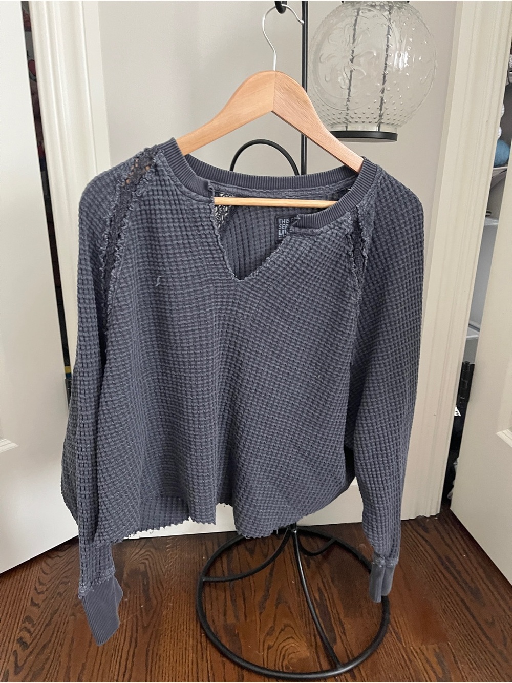 Blue waffle sweater